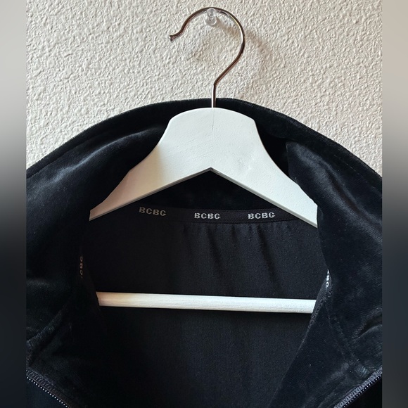 EUC Y2K BCBG Black Velvet Track Jacket (Size:M) - Picture 8 of 11